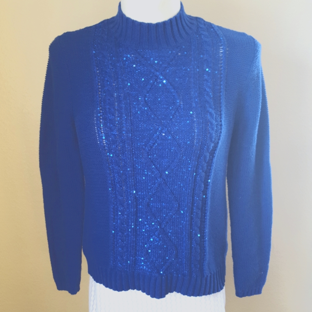 Studio Works shiny blue sweater size XL